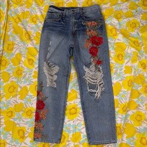 Carmar Embroidered Floral Blue Jeans sz 27